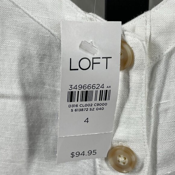 NEW Loft Dress Womens 4 white linen fit flare preppy casual classic summer - Picture 5 of 9
